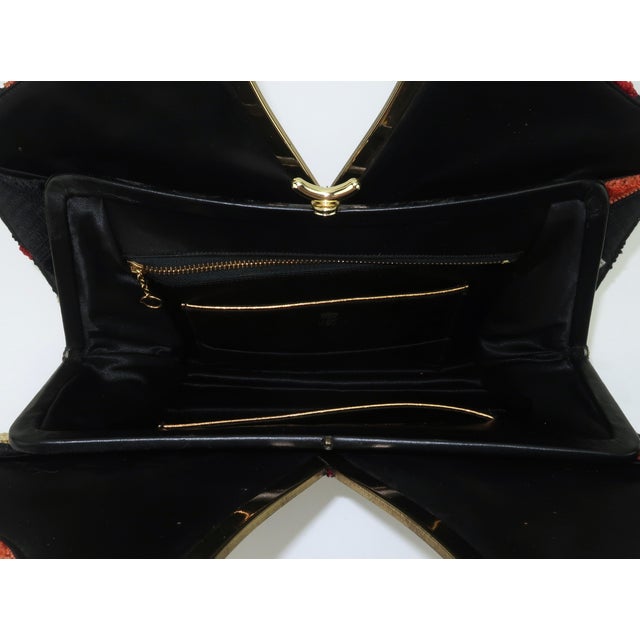 Lewis Black Cut Velvet Mod Handbag With Geometric Pattern, 1960's For Sale - Image 10 of 13