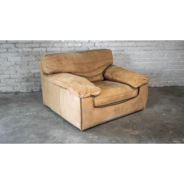 Mid-Century Modern Roche Bobois for Tre Erre S.p.A. Buffalo Camel Leather Club Chair For Sale - Image 3 of 13