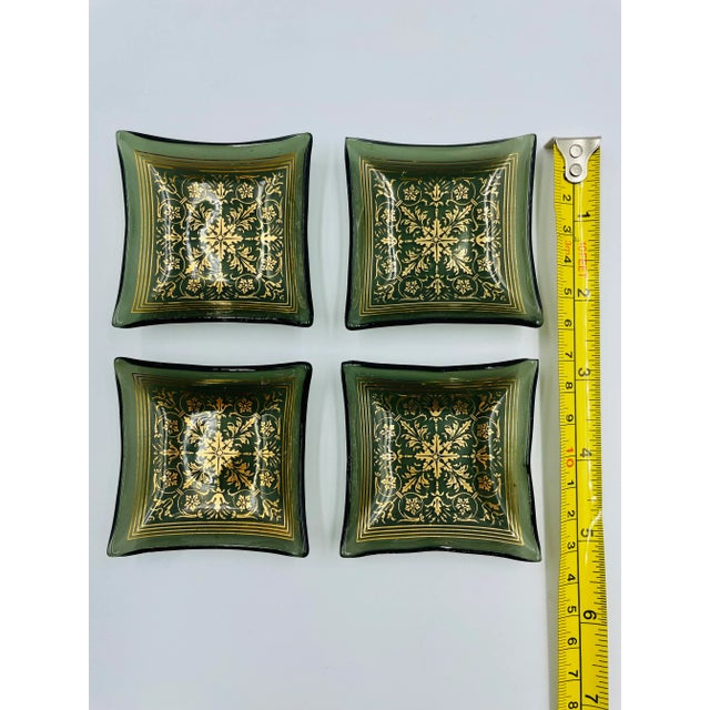 Vintage “Card Mates” Smoke Glass & Gold Leaf Petite Trays in Original Box- Set of 4 For Sale - Image 9 of 12