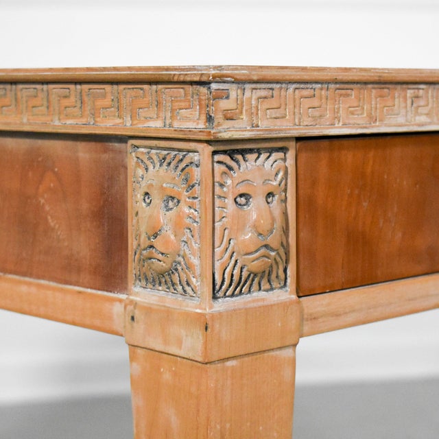 Neoclassical Greek Key Lion Side Tables - A Pair For Sale - Image 10 of 12