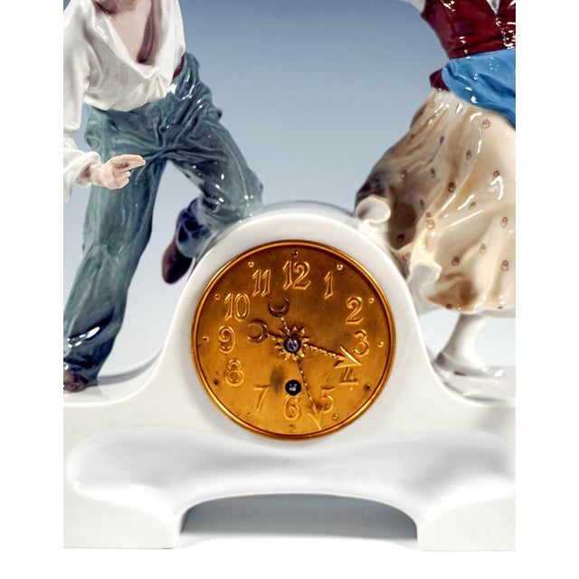 Art Nouveau Meissen Mantle Clock with Dancing Couple by K. Hentschel, 1910s For Sale - Image 5 of 8