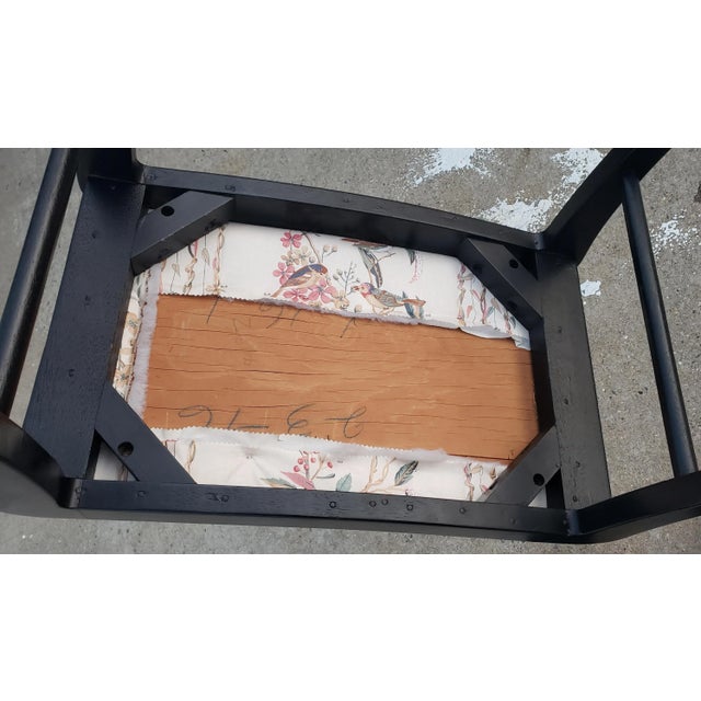 Mid-Century Modern 1970s Vintage Ebonized and Upholstered Saber Legs Bench For Sale - Image 3 of 10