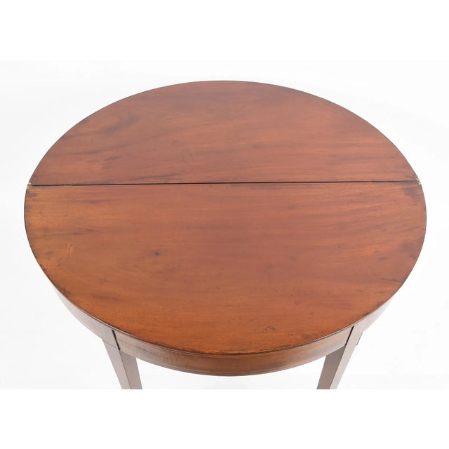 Pair of 19th Century Federal Mahogany Demilune Fold-Top Card Tables For Sale - Image 9 of 10