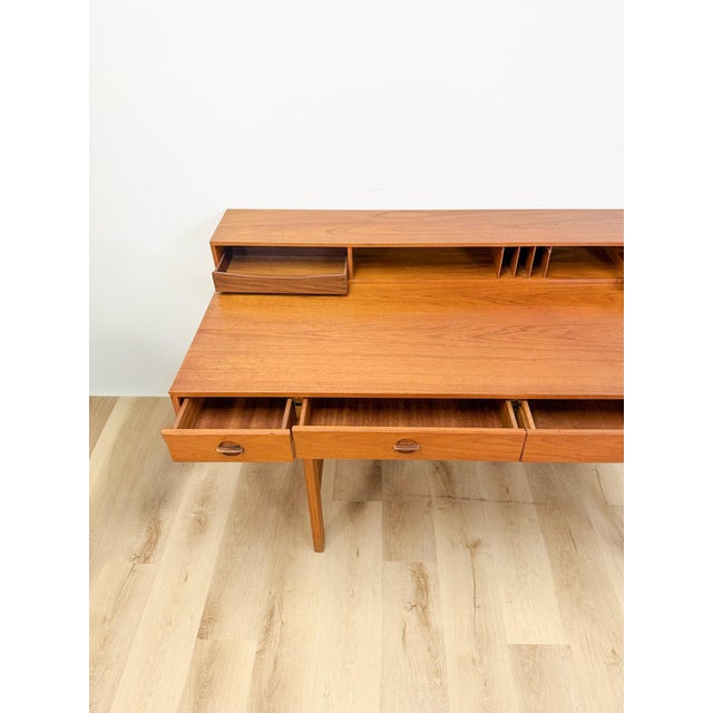 Brown Peter Lovig Nielsen MCM Desk Folding Top Shelving Rare Danish Modern Office Desk For Sale - Image 8 of 16