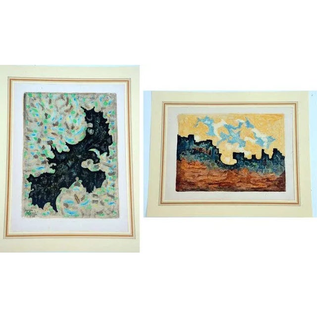 Pair of colorful monotypes by Georges-Armand Masson. Dimensions: 16" x 19.5".