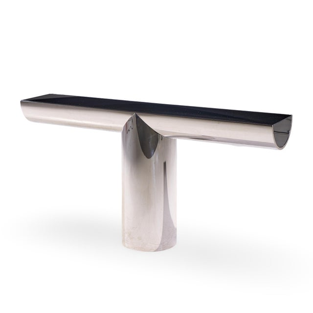 Mid-Century Modern J. Wade Beam for Brueton Mid Century Stainless Steel Tee Console Table For Sale - Image 3 of 7