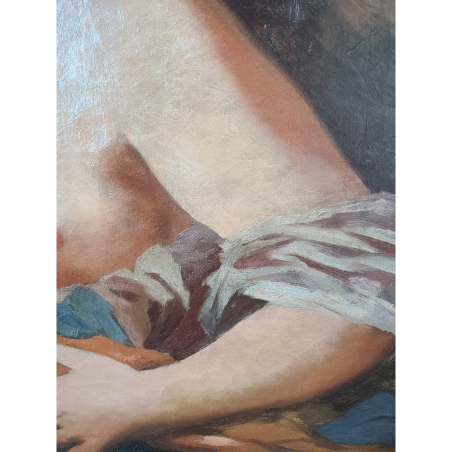 Mauve Antique Mythological Oil Painting Portrait of a Goddess For Sale - Image 8 of 14