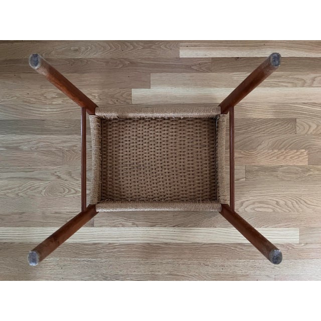 Brown Peder Kristensen for Glyngore Stolefabrik Danish Teak and Paper Cord Stool For Sale - Image 8 of 12