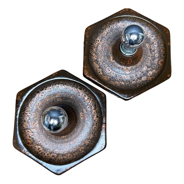 Fat Lava Ceramic Wall Lamps from Hustadt Leuchten, 1970s, Set of 2 For Sale