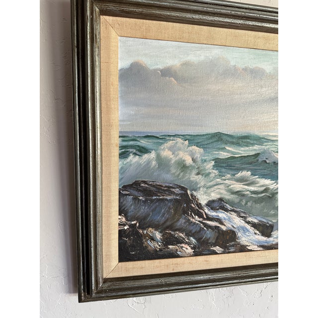 1980s Vintage Original Oil Painting; Framed Seascape by Luella Bitterlie 1980s For Sale - Image 5 of 12