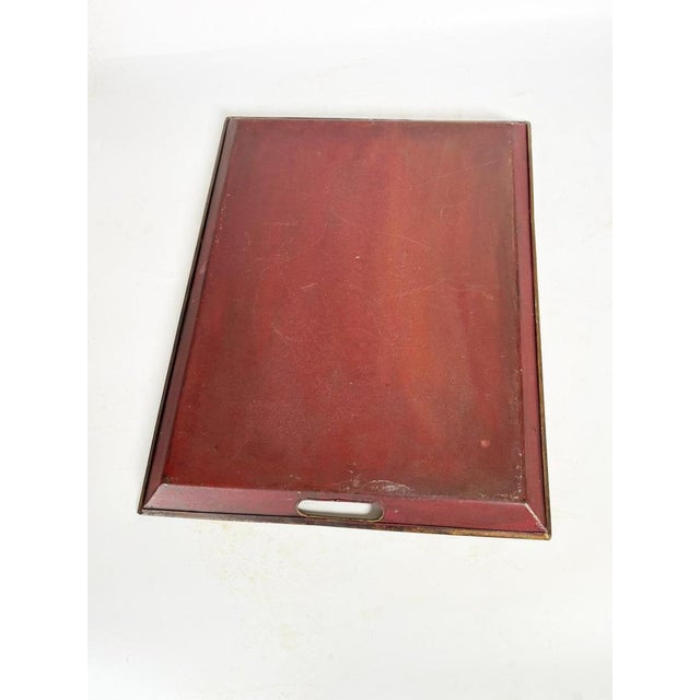 Red Iron Tray with Floral Motif, France, 1940 For Sale - Image 11 of 13