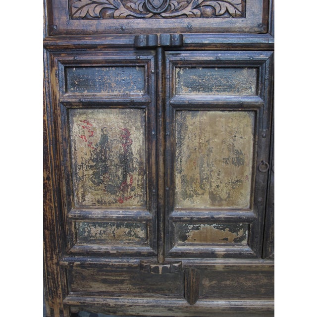 Carved Elm Dual-Drawer Cabinet For Sale - Image 11 of 13