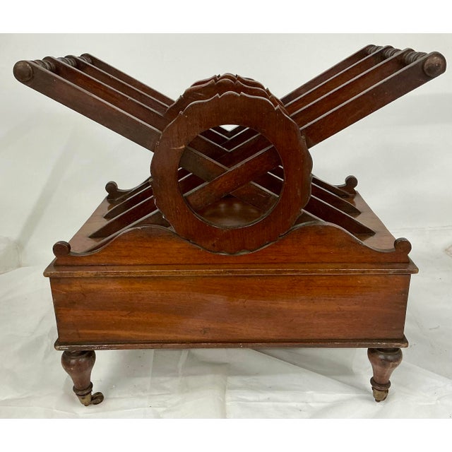 Traditional Antique Regency Style Mahogany Canterbury Magasine Rack For Sale - Image 3 of 12