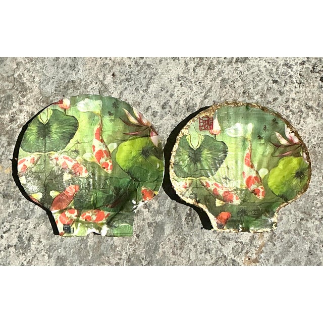Boho Chic Vintage Boho Decoupage Shells - Set of 2 For Sale - Image 3 of 7