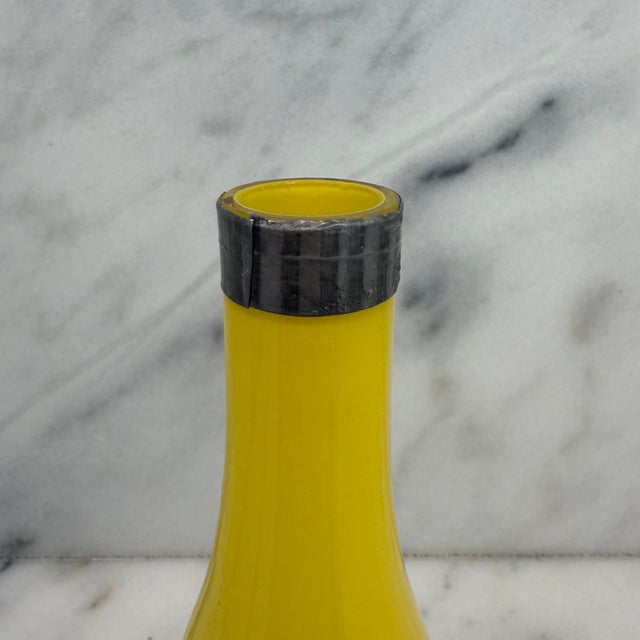 1910s French Art Nouveau Vase Yellow Glass With Pressed Silver Floral Mounts For Sale In Portland, ME - Image 6 of 8