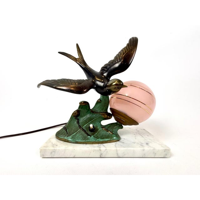 Art Deco French Table Lamp with Swift Figurine, 1930s For Sale - Image 11 of 11