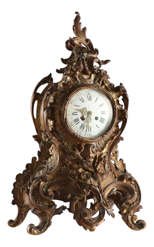 Antique Table Clock in Gilded Bronze, France, 19th Century