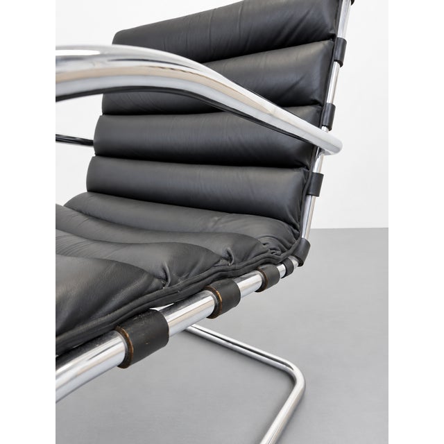 1970s Leather and Steel MR Chairs by Ludwig Mies van der Rohe for Knoll Inc. / Knoll International, 1970s, Set of 2 For Sale - Image 5 of 9