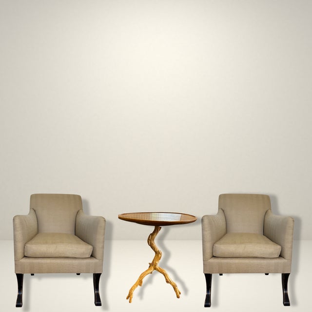 Taupe Rose Tarlow Regency Sabreleg Armchairs- A Pair For Sale - Image 8 of 9