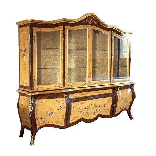 Antique Style Bookcase with Four-Door Riser in Myrtle Burl, 2000s For Sale - Image 6 of 13