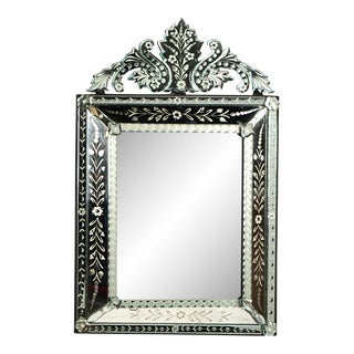 Vintage Venetian Etched Glass Wall Mirror For Sale