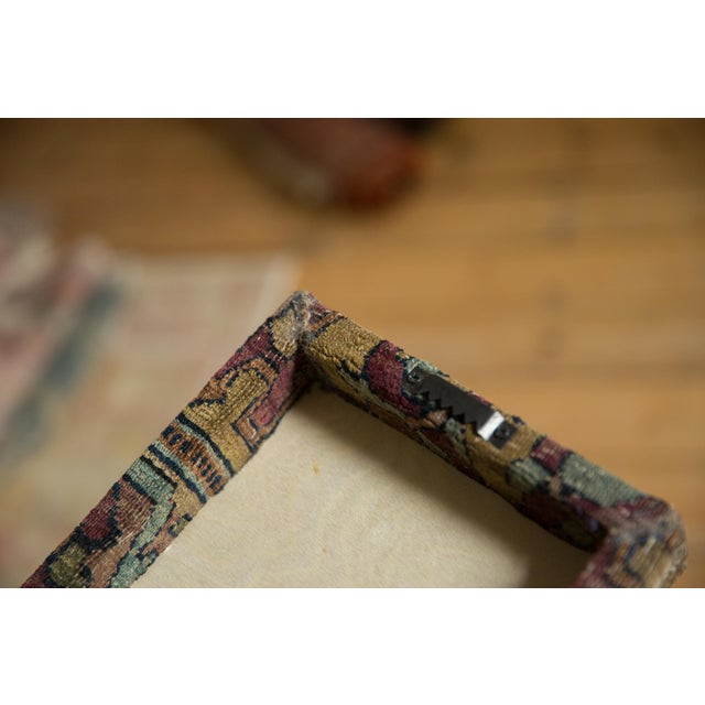 Gold Decorative Cork Board Antique Kerman Rug Fragment Art For Sale - Image 8 of 11