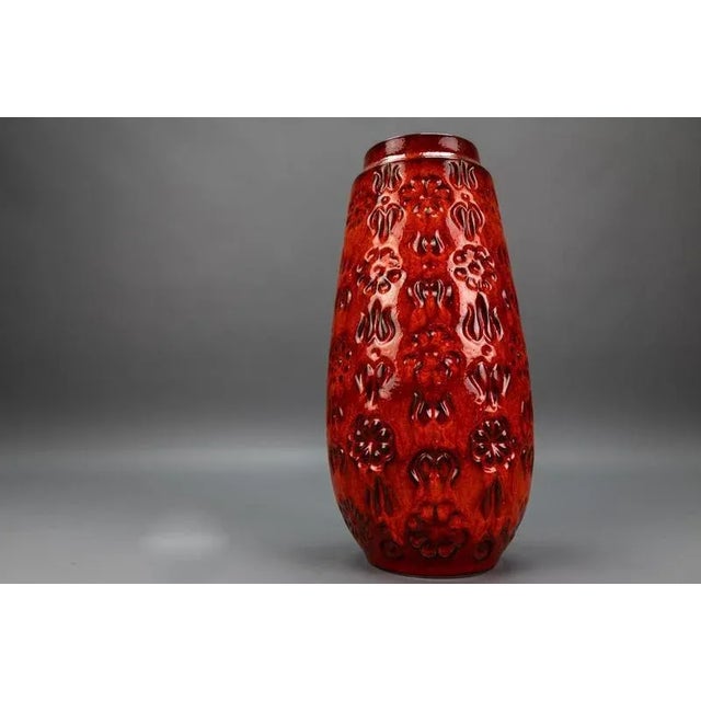 Mid-Century Modern Mid-Century Fat Lava Red Glazed Ceramic Vase from Bay Keramik, W. Germany, 1970s For Sale - Image 3 of 15