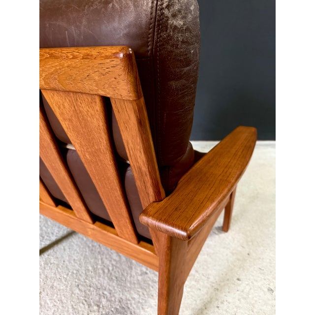 Mid-Century Modern Leather and Teak Lounge Chairs, 1960s, Set of 2 For Sale - Image 17 of 18