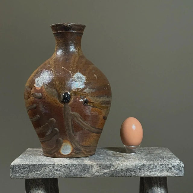 Vintage Japanese Anagama-Fired Tokkuri Vessel (Sake Bottle) For Sale - Image 4 of 7