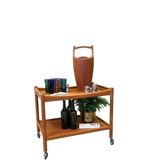 AT-45 Serving Trolley in Teak by Hans J. Wegner for Andreas Tuck, Denmark, 1960s For Sale - Image 12 of 14