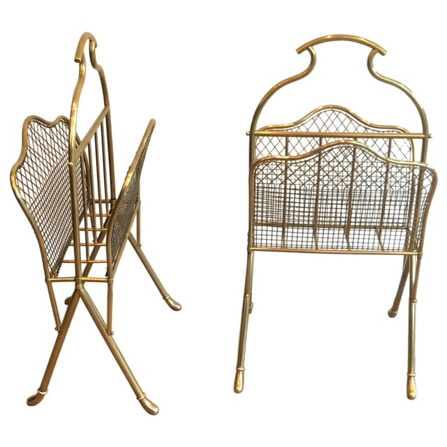 Brass Magazine Racks Attributed to Maison Jansen - A Pair For Sale - Image 13 of 13