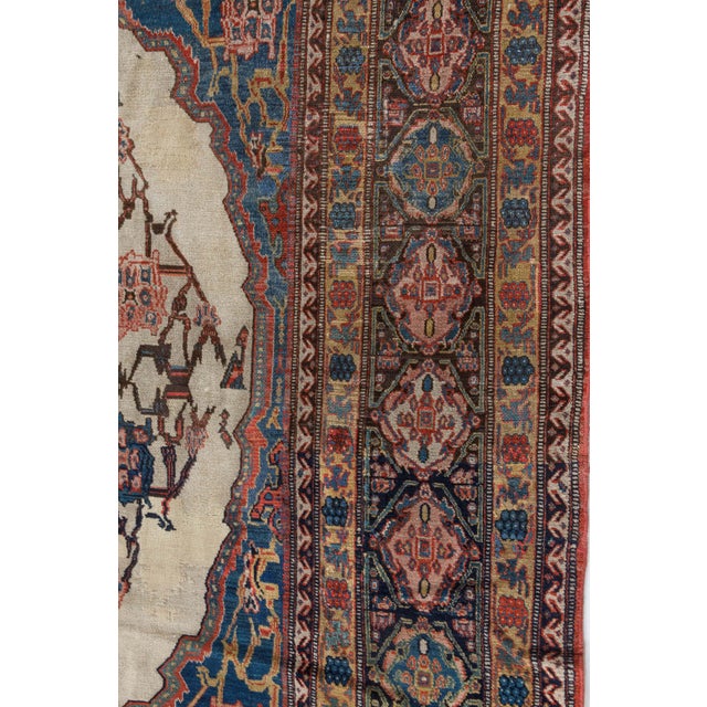 Authentic 19th Century Persian Senneh Red Handmade Wool Carpet For Sale In New York - Image 6 of 9