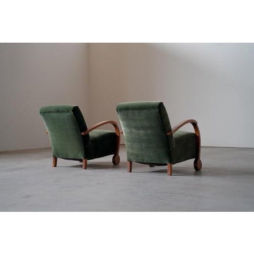 Lounge Chairs in Green Mohair, 1930s, Set of 2 For Sale - Image 10 of 12