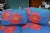 1980s Michael Thomas White Wood Framed Loveseat Sofa W/ Vibrant Blue & Red Poppies Upholstery For Sale - Image 13 of 18