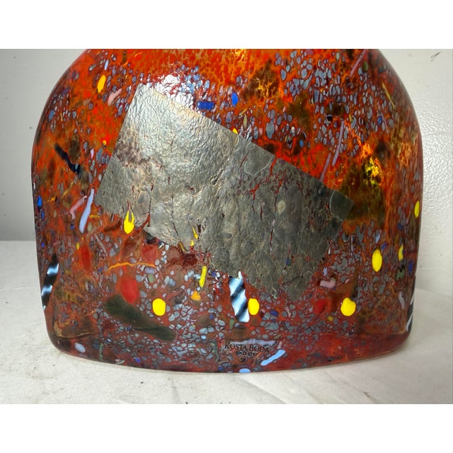 Vintage Kosta Boda Satellite Signed Bertil Vallien Red Bottle Vase Sculpture For Sale - Image 10 of 14