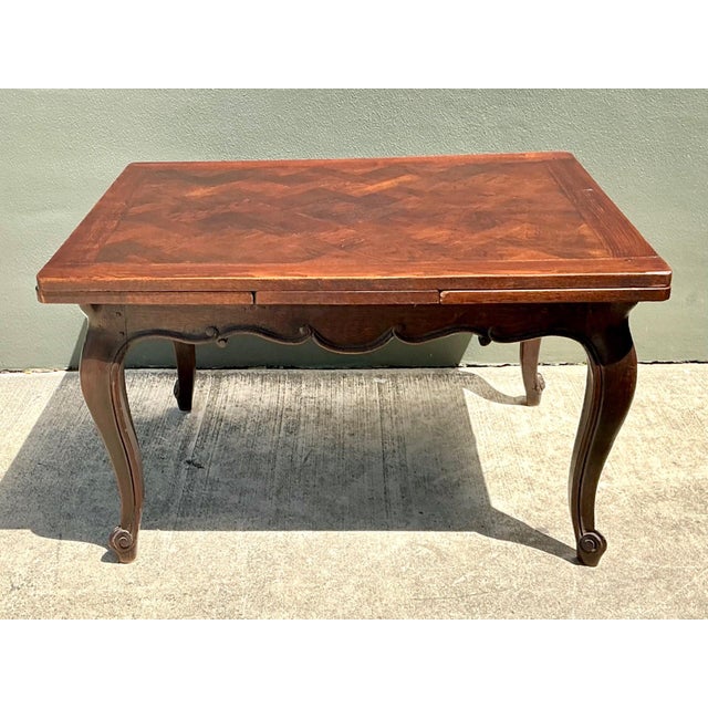 Vintage Herringbone Extendable Dining Table For Sale - Image 11 of 18