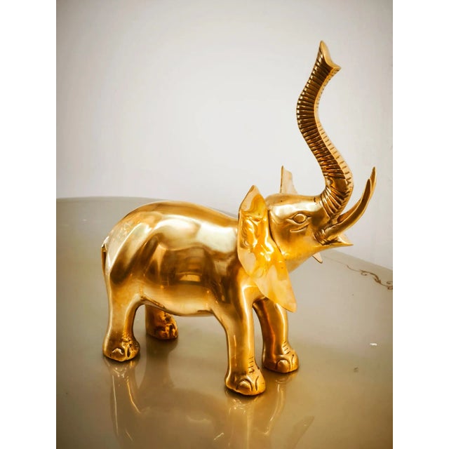 Vintage Gold Brass Elephant For Sale - Image 12 of 12