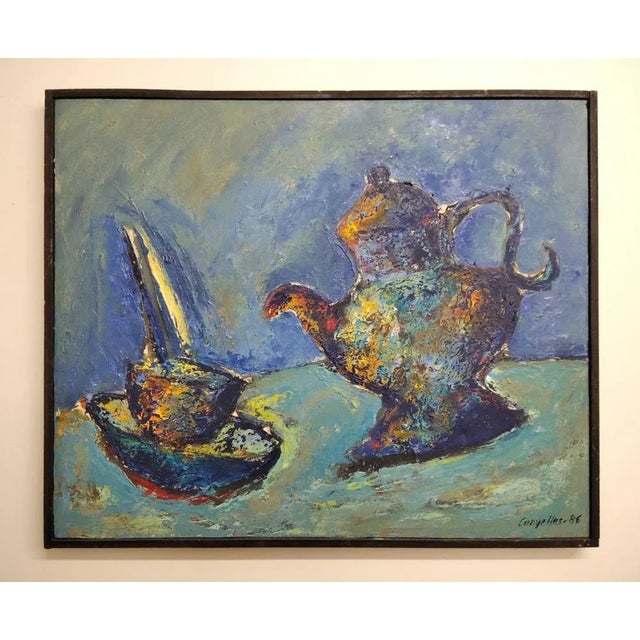Blue Pep Canyelles, Composition, 1986, Mixed Media on Canvas For Sale - Image 8 of 8