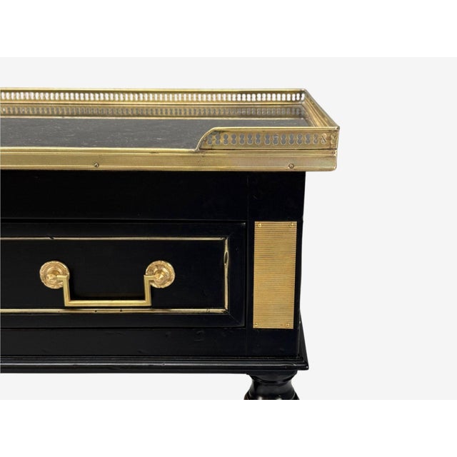 1930s Louis Xvi, Hollywood Regency, Bronze, Marble, Ebonized Console, France, 1930s For Sale - Image 5 of 12
