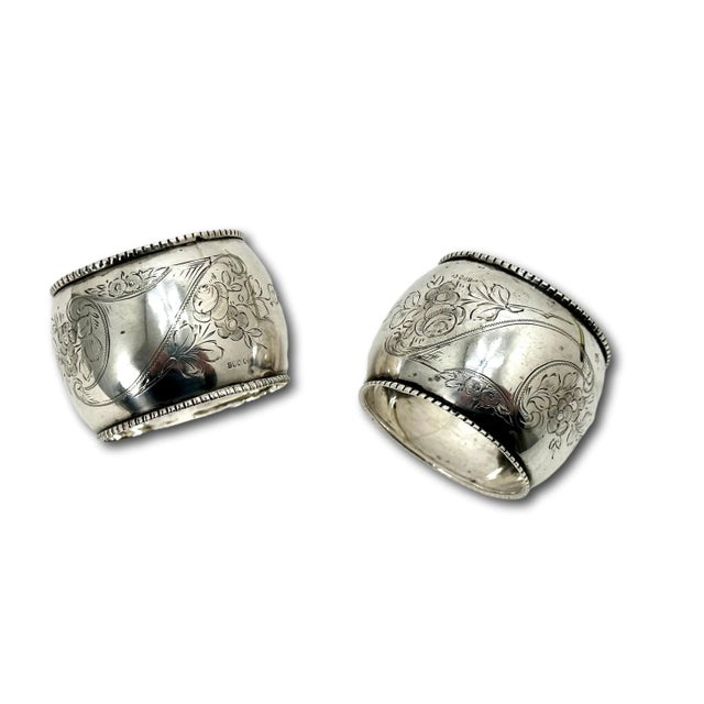 This Really is a Very Nice Original Matched Pair of Antique Continental Coin Silver Napkin Rings. Circa Very Early 20th...