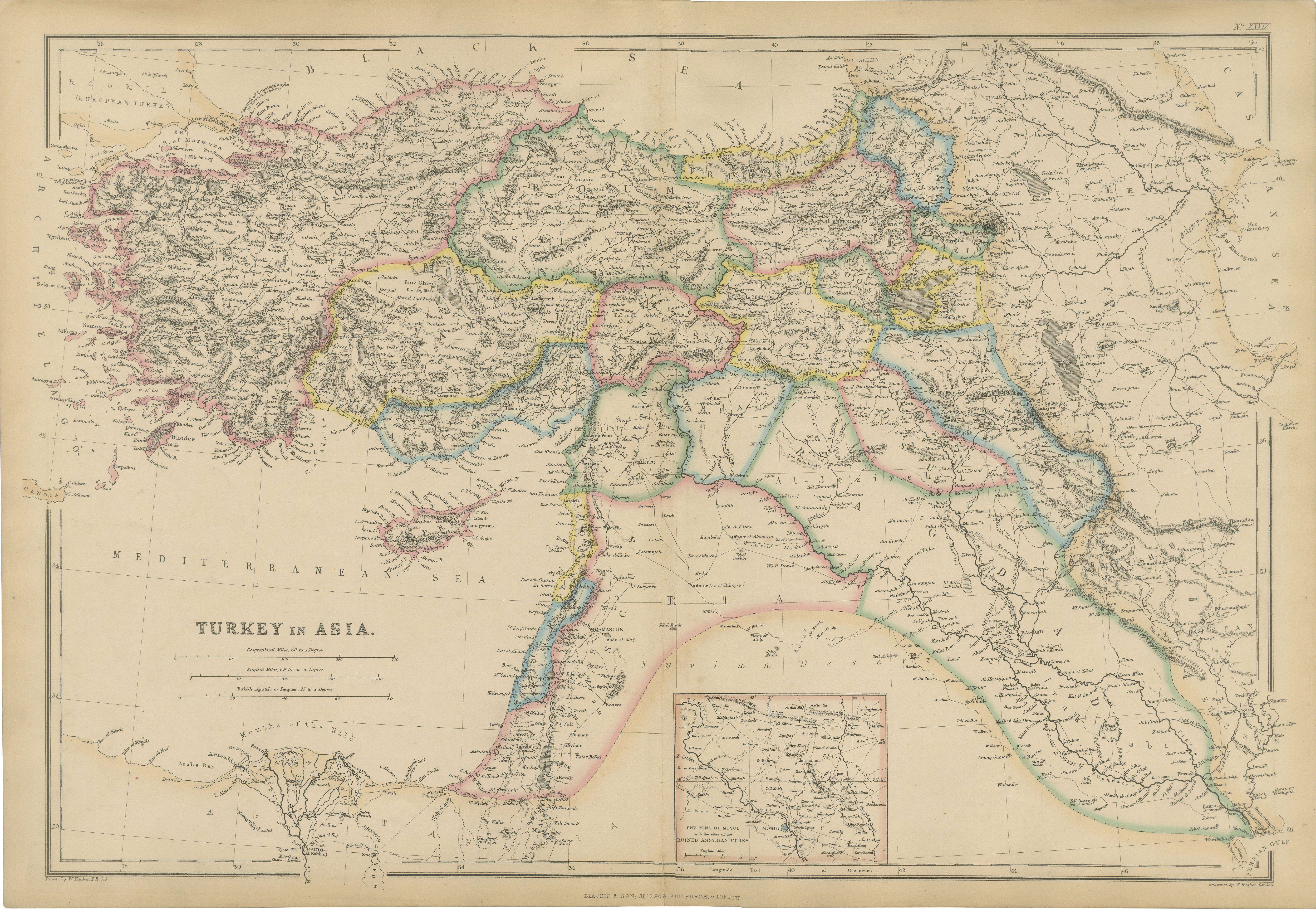 Antique Map of Turkey in Asia, 1860s For Sale