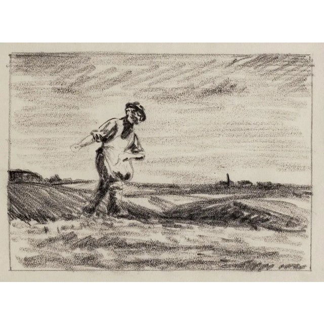 This antique French scenic drawing is in the manner of / attributed to Maurice de Lambert, and early 1900's French artist...
