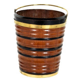 Turned Fruitwood and Ebony Peat Bucket Netherlands Circa 1890 For Sale