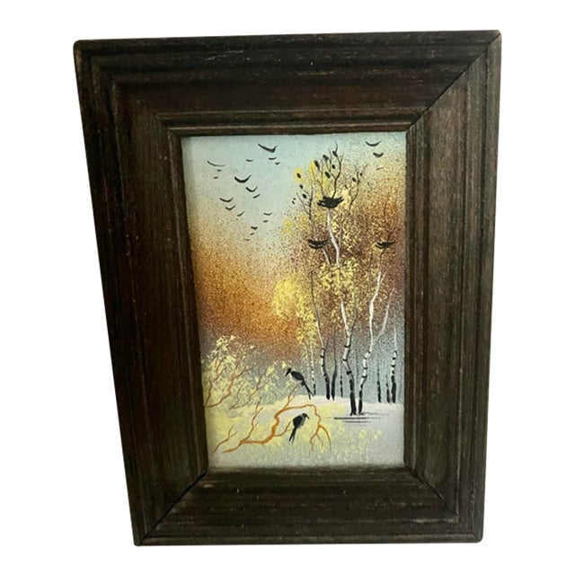 Vintage 1995 Eastern European Impressionist Miniature Landscape - Oil on Board 3.5” X 4.75”. For Sale