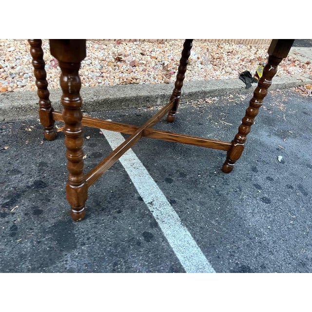 Early 20th Century Antique Jacobean Style Oak Extendable Dining Table With Leaf For Sale - Image 4 of 11