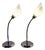 Vintage Adjustable Table Lamps in Chrome-Plated Metal with Patterned Glass Shade, 1980s, Set of 2 For Sale