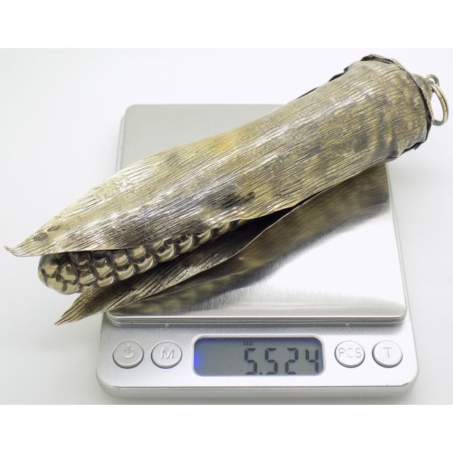 Metal Vintage Italian Handmade Genuine Silver Life Size Corn Cob Figurine Traditional Christmas Decoration For Sale - Image 7 of 8