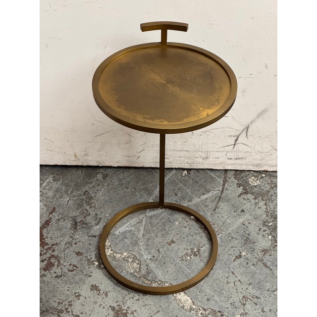 Bronze Restoration Hardware 1930s Martini Round Side Table For Sale - Image 8 of 12