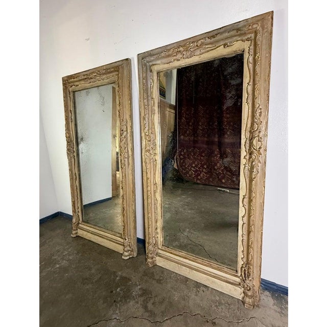 Neoclassical Pair of 19th C. Italian Door Surrounds W/ Antique Mirror For Sale - Image 3 of 11