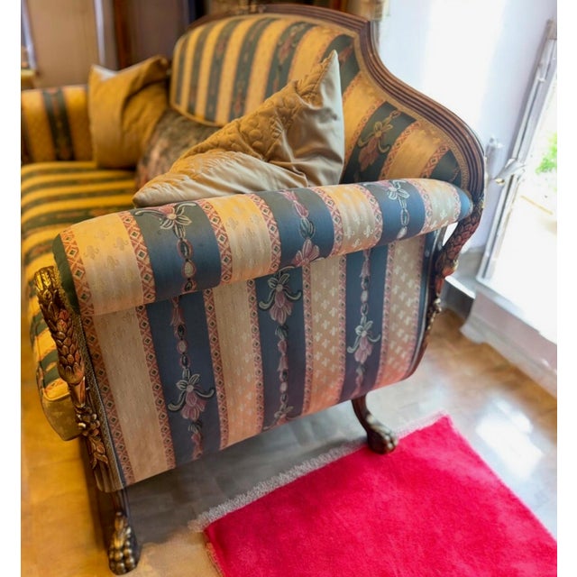 Vintage Italian Import Galimberti Lino 3p Rococo Sofa Couch Loveseat Armchair Set For Sale - Image 13 of 17